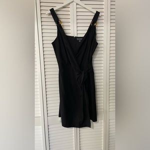 The Limited Black Linen Blend Faux Wrap Dress
